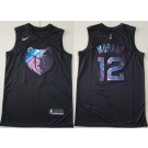 Men's Memphis Grizzlies #12 Ja Morant Black Iridescent Holographic Icon Swingman Jersey