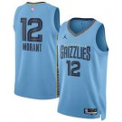 Men's Memphis Grizzlies #12 Ja Morant Light Blue Statement Heat Press Jersey