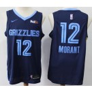 Men's Memphis Grizzlies #12 Ja Morant Navy Icon Sponsor Swingman Jersey
