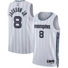 Men's Memphis Grizzlies #8 Jaren Jackson Jr White 2025 City Heat Press Jersey