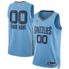 Men's Memphis Grizzlies Custom Light Blue Statement Heat Press Jersey