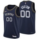 Men's Memphis Grizzlies Custom Navy City Diamond 75th Icon Hot Press Jersey