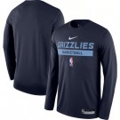 Men's Memphis Grizzlies Navy 2022 Legend On Court Practice Performance Long Sleeve T Shirt