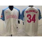 Men's Mexico #34 Fernando Valenzuela White Blue 2023 World Baseball Classic Cool Base Jersey