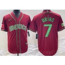 Men's Mexico #7 Julio Urias Red 2023 World Baseball Classic Cool Base Jersey