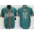 Men's Miami Dolphins #10 Tyreek Hill Limited Aqua Baseball Jersey