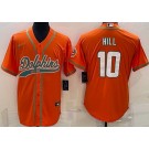 Men's Miami Dolphins #10 Tyreek Hill Limtied Orange Baseball Jersey