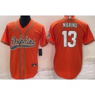 Men's Miami Dolphins #13 Dan Marino Orange Baseball Jersey