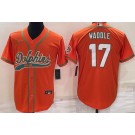 Men's Miami Dolphins #17 Jaylen Waddle Orange Baseball Jersey