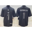 Men's Miami Dolphins #1 Tua Tagovailoa Limited Black RFLCTV Jersey