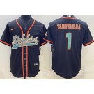 Men's Miami Dolphins #1 Tua Tagovailoa Limtied Black Baseball Jersey