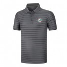 Men's Miami Dolphins Anthracite Collection Striped Performance Pique Polo