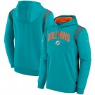 Men's Miami Dolphins Aqua Sideline Athletic Stack Performance Pullover Hoodie