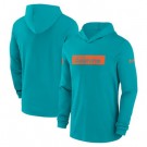 Men's Miami Dolphins Aqua Sideline Hoodie Performance Long Sleeve T Shirt