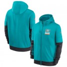 Men's Miami Dolphins Aqua Sideline Impact Lockup Performance Full Zip Pullover Hoodie