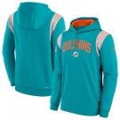 Men's Miami Dolphins Auqa Gray Sideline Athletic Stack Performance Pullover Hoodie