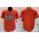 Men's Miami Dolphins Blank Orange Baseball Jersey