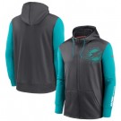 Men's Miami Dolphins Charcoal Aqua Fan Gear Mascot Performance Full Zip Hoodie