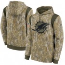 Men's Miami Dolphins Olive 2021 Salute To Service Therma Performance Pullover Hoodie