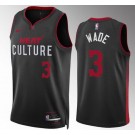 Men's Miami Heat #3 Dwyane Wade Black 2023 City Icon Heat Press Jersey