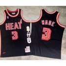 Men's Miami Heat #3 Dwyane Wade Black Commemorative Authentic Jersey
