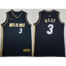 Men's Miami Heat #3 Dwyane Wade Black Gold 2021 Icon Swingman Jersey