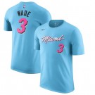 Men's Miami Heat #3 Dwyane Wade Light Blue City Printed T-Shirt 0951
