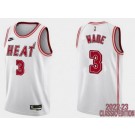 Men's Miami Heat #3 Dwyane Wade White 2022 Classic Icon Hot Press Jersey