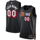 Men's Miami Heat Custom Black City Diamond 75th Icon Hot Press Jersey