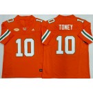 Men's Miami Hurricanes #10 Malachi Toney Orange College Football Jersey