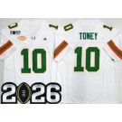 Men's Miami Hurricanes #10 Malachi Toney White 2026 Champions College Football Jersey
