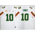 Men's Miami Hurricanes #10 Malachi Toney White College Football Jersey