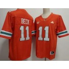 Men's Miami Hurricanes #11 Carson Beck Orange College Football Jersey