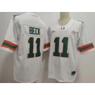 Men's Miami Hurricanes #11 Carson Beck White College Football Jersey