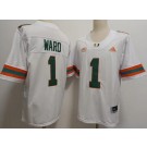 Men's Miami Hurricanes #1 Cam Ward White College Football Jersey