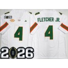 Men's Miami Hurricanes #4 Mark Fletcher Jr White 2026 Champions College Football Jersey