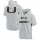 Men's Miami Hurricanes Gray Super Soft Fleece Short Sleeve Hoodie