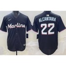 Men's Miami Marlins #22 Sandy Alcantara Black Limited Jersey