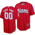 Men's Miami Marlins Customized Red 2021 City Connect Cool Base Jersey