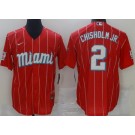 Men's Miami Marlins #2 Jazz Chisholm Jr Red 2021 City Cool Base Jersey