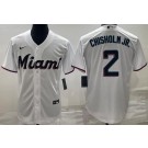 Men's Miami Marlins #2 Jazz Chisholm Jr White Cool Base Jersey