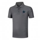 Men's Miami Marlins Anthracite Collection Striped Performance Pique Polo