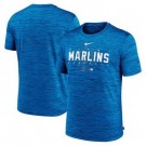 Men's Miami Marlins Blue Velocity Performance Practice T Shirt