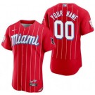 Men's Miami Marlins Customized Red 2021 City Connect Authentic Jersey