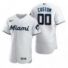 Men's Miami Marlins Customized White 2020 FlexBase Jersey