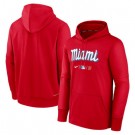 Men's Miami Marlins Red Authentic Collection Performance Hoodie