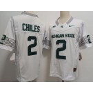 Men's Michigan State Spartans #2 Aidan Chiles White FUSE College Football Jersey