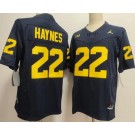 Men's Michigan Wolverines #22 Justice Haynes Limited Navy College Football Jersey