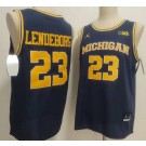 Men's Michigan Wolverines #23 Yaxel Lendeborg Navy College Basketball Jersey