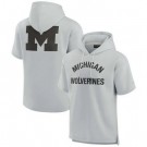 Men's Michigan Wolverines Gray Super Soft Fleece Short Sleeve Hoodie